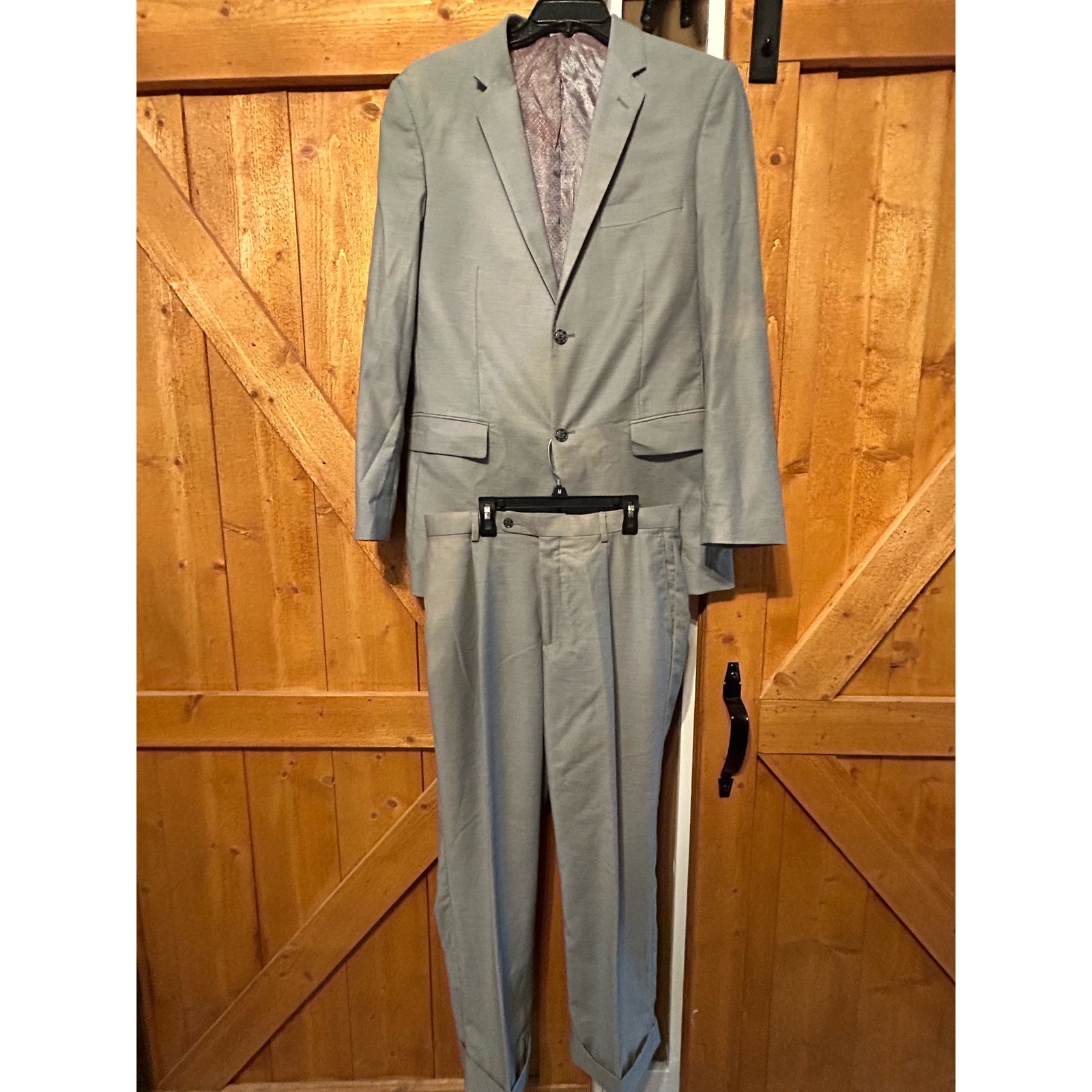 Men's Angelo Rossi Suit Gray Hand Tailored 36x38 42l Guc Italian